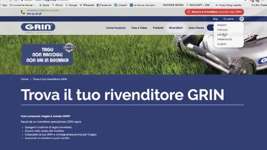 Rasaerba Grin, presentazione del nuovo sito